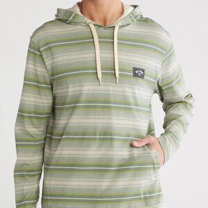 Billabong Cedros Long Sleeve Pullover Striped Cream Green Hoodie Shirt Men's XL